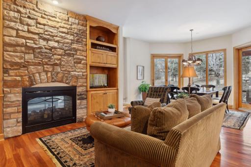 The family room gas fireplace features Ohio Rubble Stone.