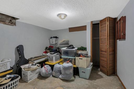 Lower-level room that could be used as a bedroom, toy room or office.