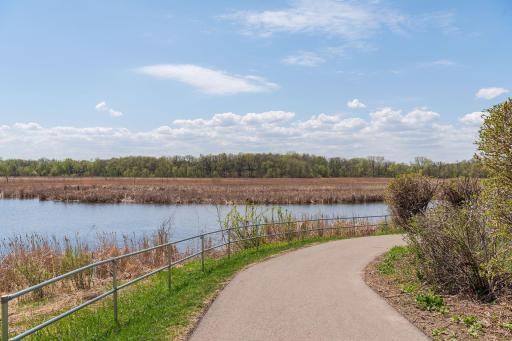 Rice Marsh Lake Park offers a 3.4 mile pedestrian and biking trail loop
