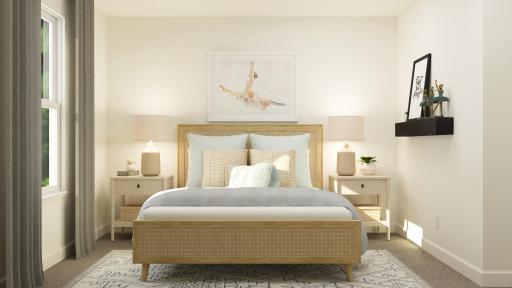Rendering of NEW Berkley plan! The second of the home's secondary bedrooms on the upper level come perfectly sized and all feature a spacious closet. (Virtual rendering of home, finishes will vary)
