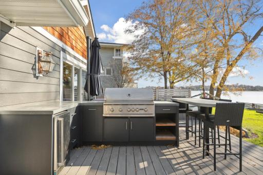 Massive maintenance free composite decking built in grill!