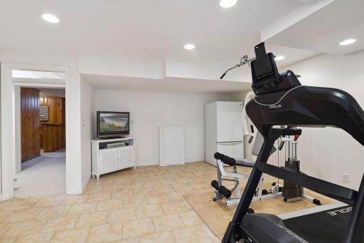 Exercise area leads to an additional laundry room - two laundry rooms in the home