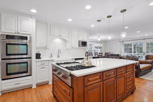 Beautiful updated kitchen with upscale appliances and farmhouse sink