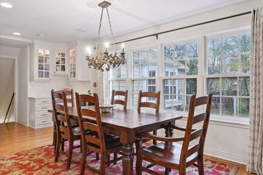 Informal dining room with a wall of windows