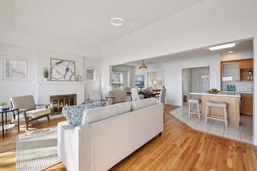 Open concept living/dining and kitchen area