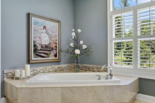 Jacuzzi whirlpool tub (6'x3'). Walk-in closet is to the left.