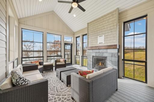 3 season porch with gas fireplace, and window or screen options