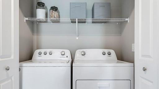 Conveniently located upstairs laundry. Model picture shown. Colors and finishes may vary.