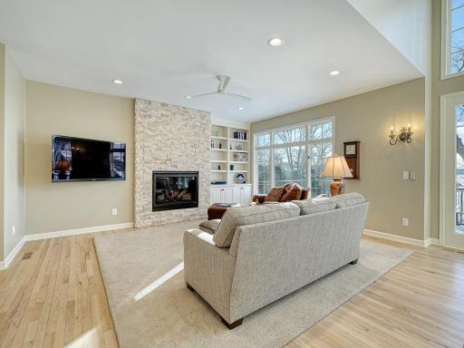 The main level family room has a new stone surround fireplace!