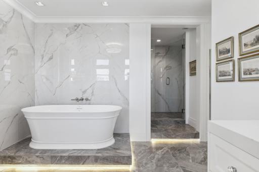 Take comfort in the luxury of a Jacuzzi soaking tub, the privacy of a separate stool room and the elegance of a seamless shower.