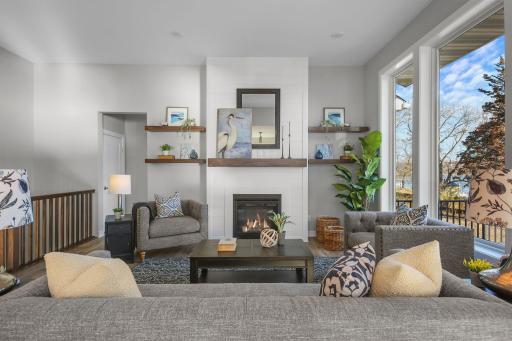 Living Room Main Level with Beautiful Fireplace