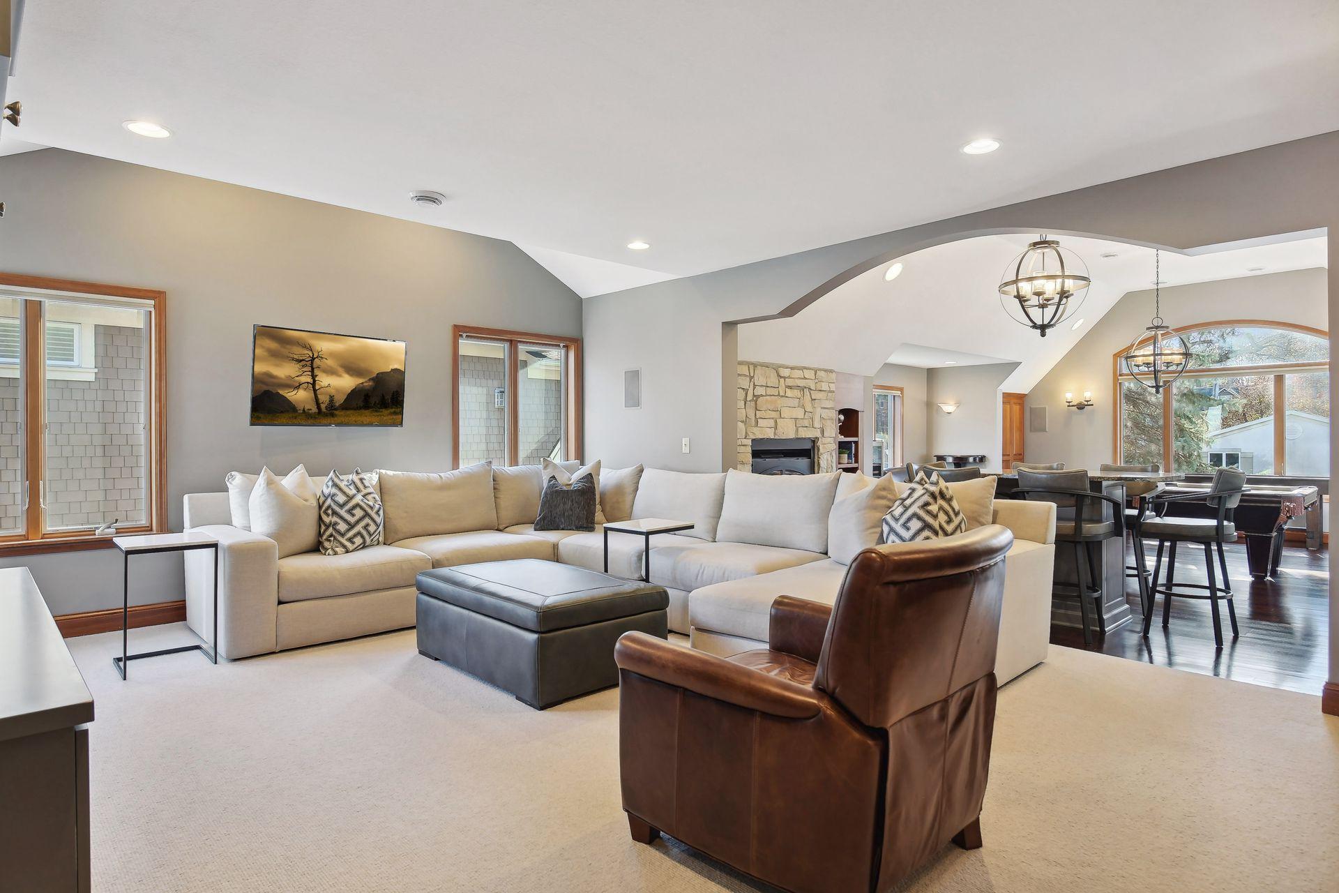 Upper level family room/entertainment space.