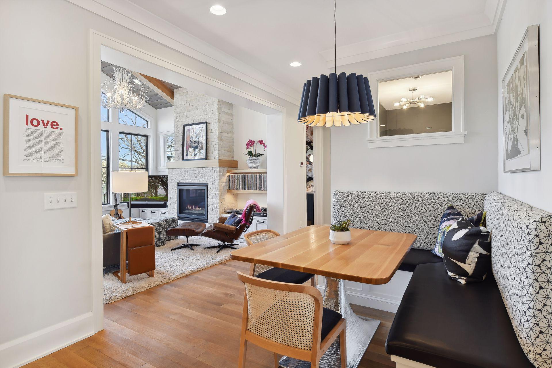 Enjoy your morning breakfast with tree-filled views through the family room.