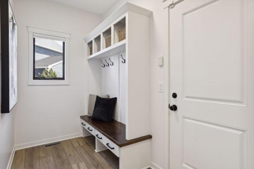 No expense was spared when the design of this mudroom was completed. An absolutely fabulous space with excellent storage.