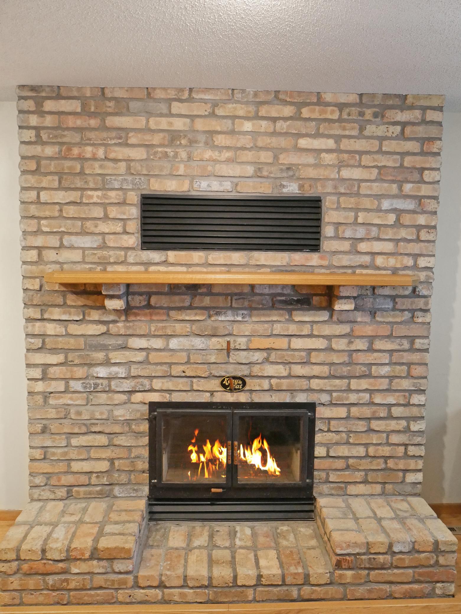 Wood burning fireplace in LL Family Room.