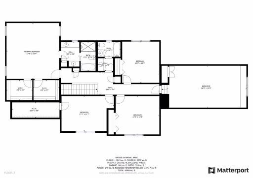 2nd floor floorplan. Four generous bedrooms plus a bonus room