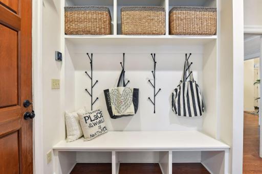 Newly renovated, built-in storage bench will help keep you organized!