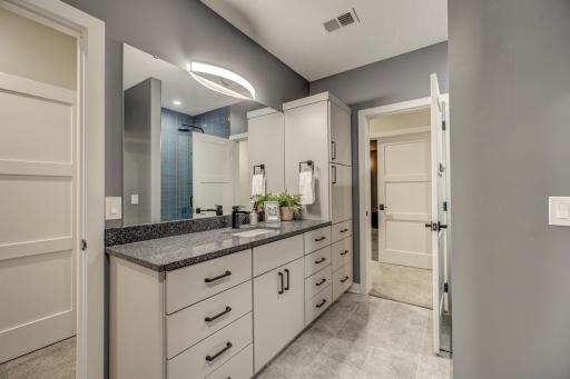 Sought after Jack and Jill bathroom that serves the additional three lower level bedrooms