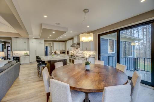 Gather to entertain or enjoy meals in the informal dining area