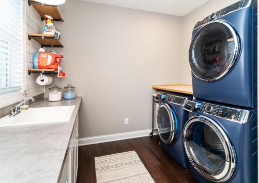 Two new Washer's and a Dryer and Wood Folding Counter Top.