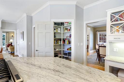 There are 2 spacious pantries for kitchen storage.