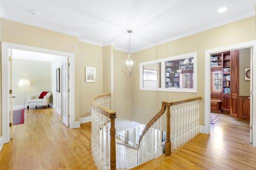 Beautifully refinished stairs lead up to the upper level featuring 4 spacious bedrooms, 3 bathrooms and an office.