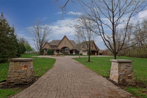 Pillared Entry with Paver Circular Driveway