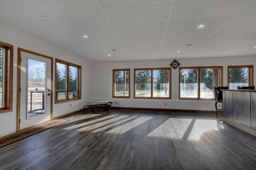 Spacious family room with walk out to the patio