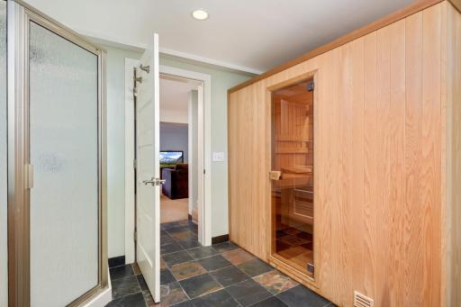 Photo for 4332 Fremont Avenue S, Minneapolis, MN 55409 - Listing #6469121 Lower bathroom with large, luxurious sauna