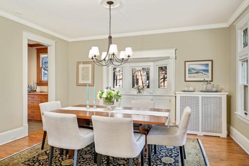 Photo for 4332 Fremont Avenue S, Minneapolis, MN 55409 - Listing #6469121 Exquisite built-in dining room buffet. Catch a glimpse to the left of the additional butlers buffet area