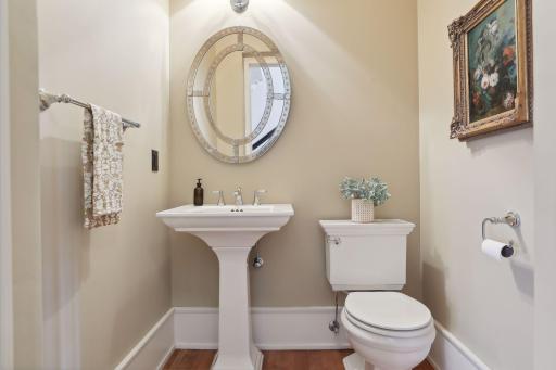 Main floor half bath is ideal for entertaining