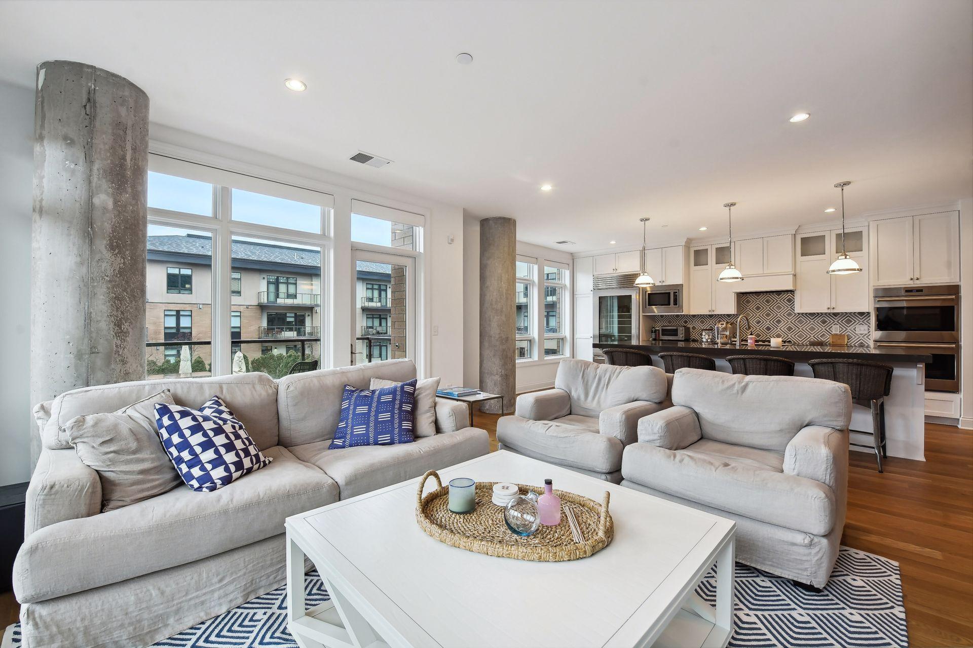 Living area in this unit is open and bright