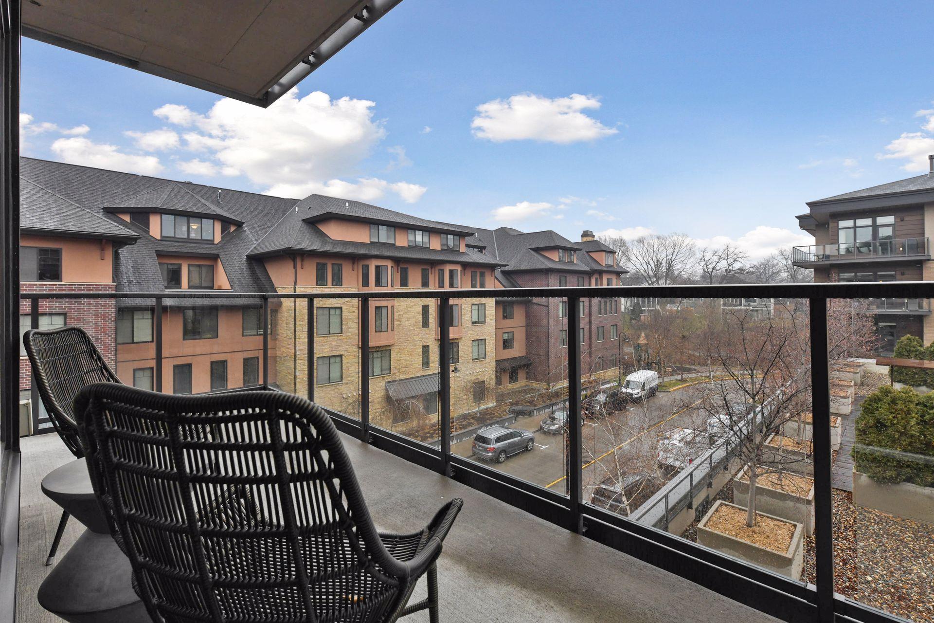 This side of the wrap around balcony faces east and overlooks the resident courtyard