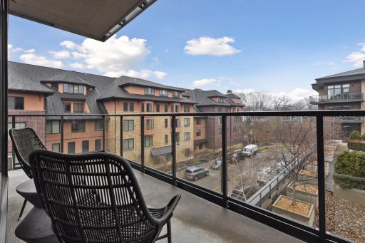 This side of the wrap around balcony faces east and overlooks the resident courtyard