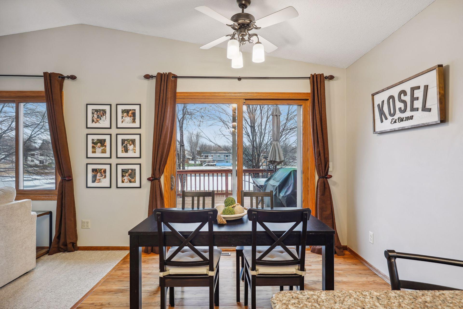Patio door walks out onto large cedar deck.