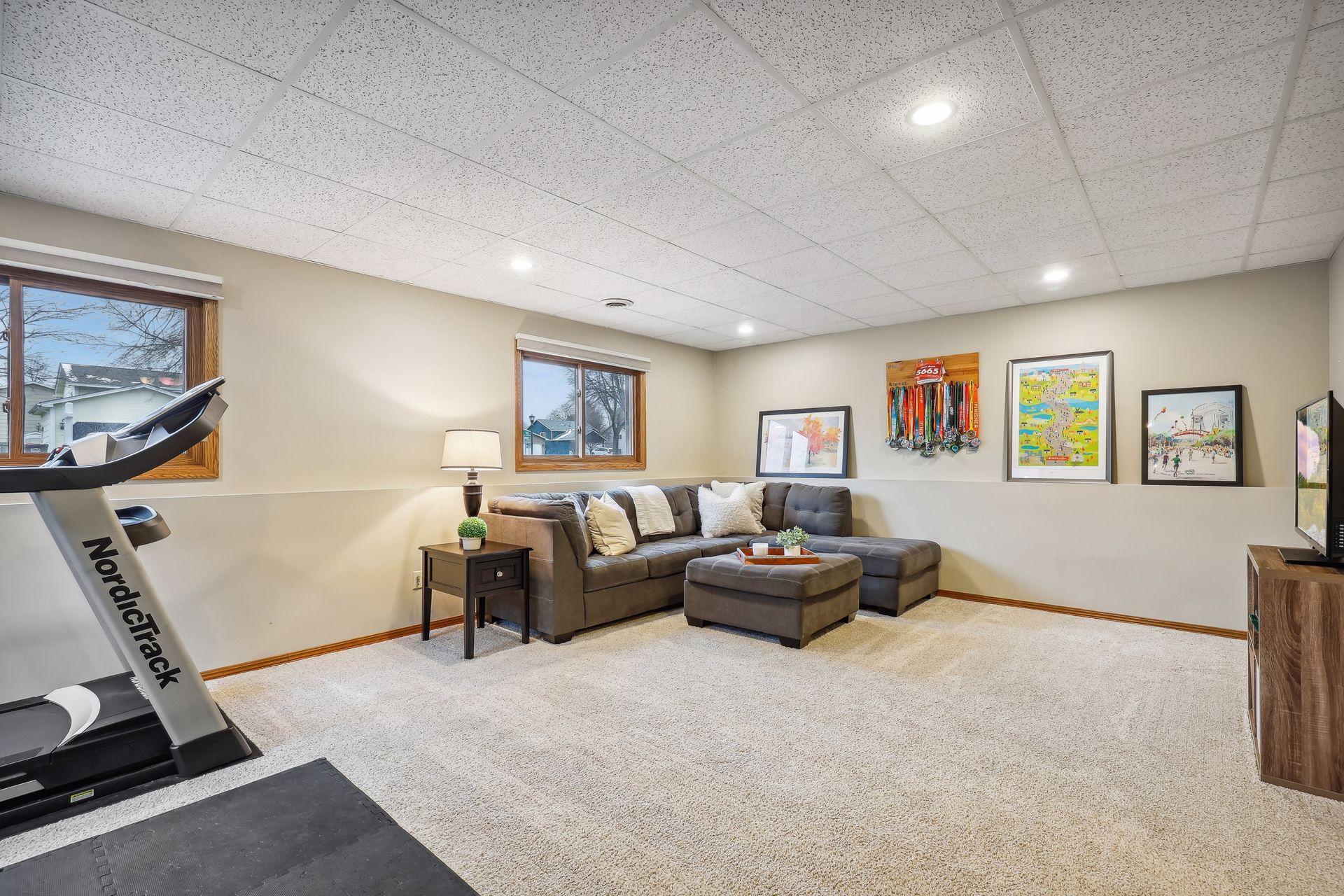 Large lower level amusement/family room.