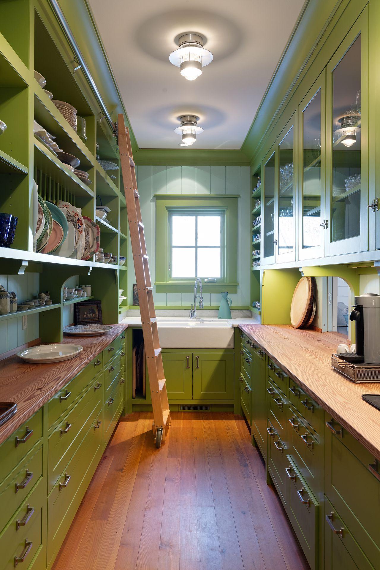 The hard working pantry has a pass through to the main kitchen area.