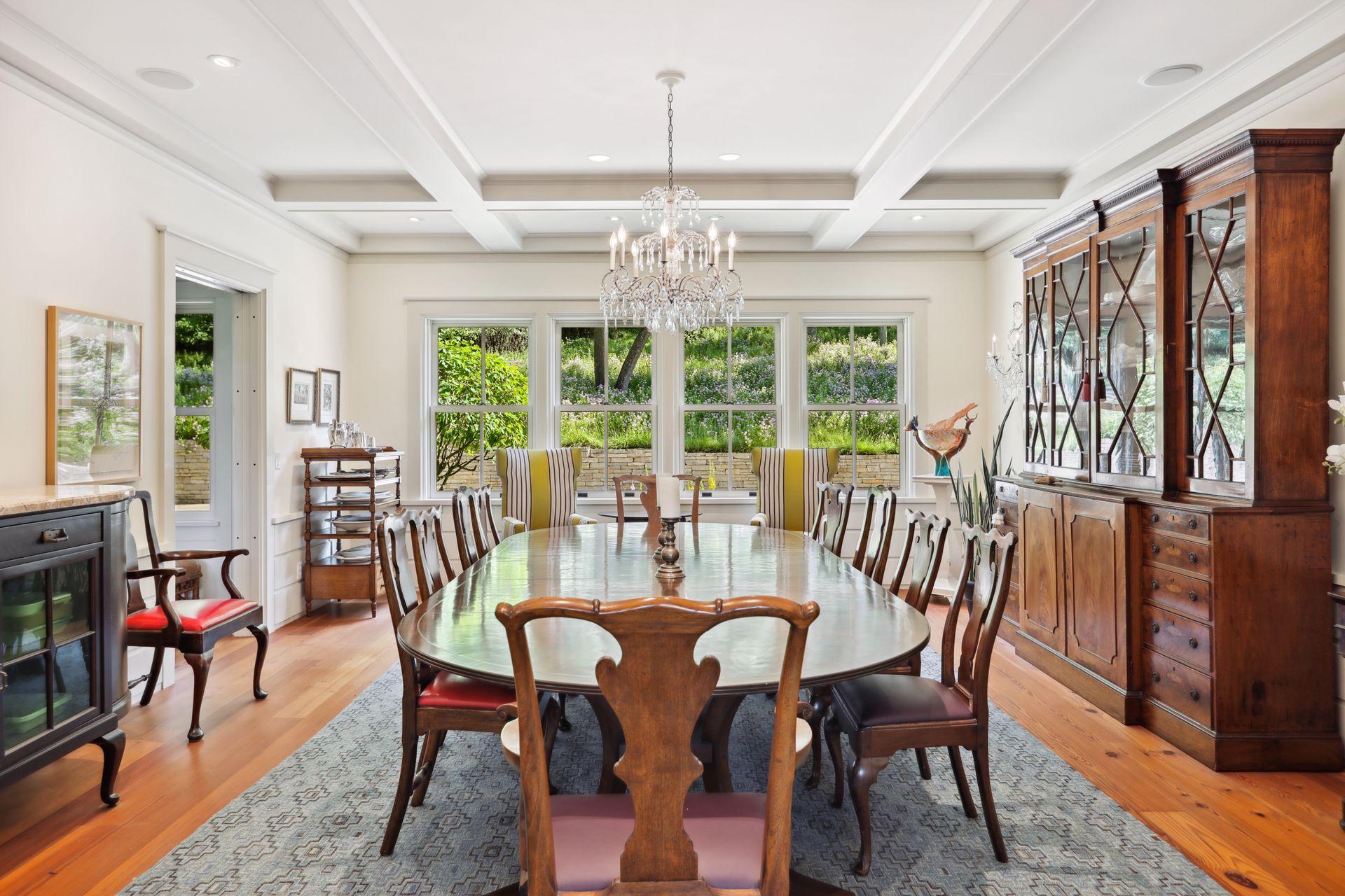 Grand scale formal dinning room.