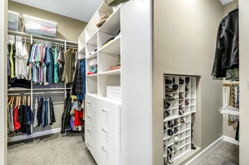 Large primary walk-in closet off bathroom