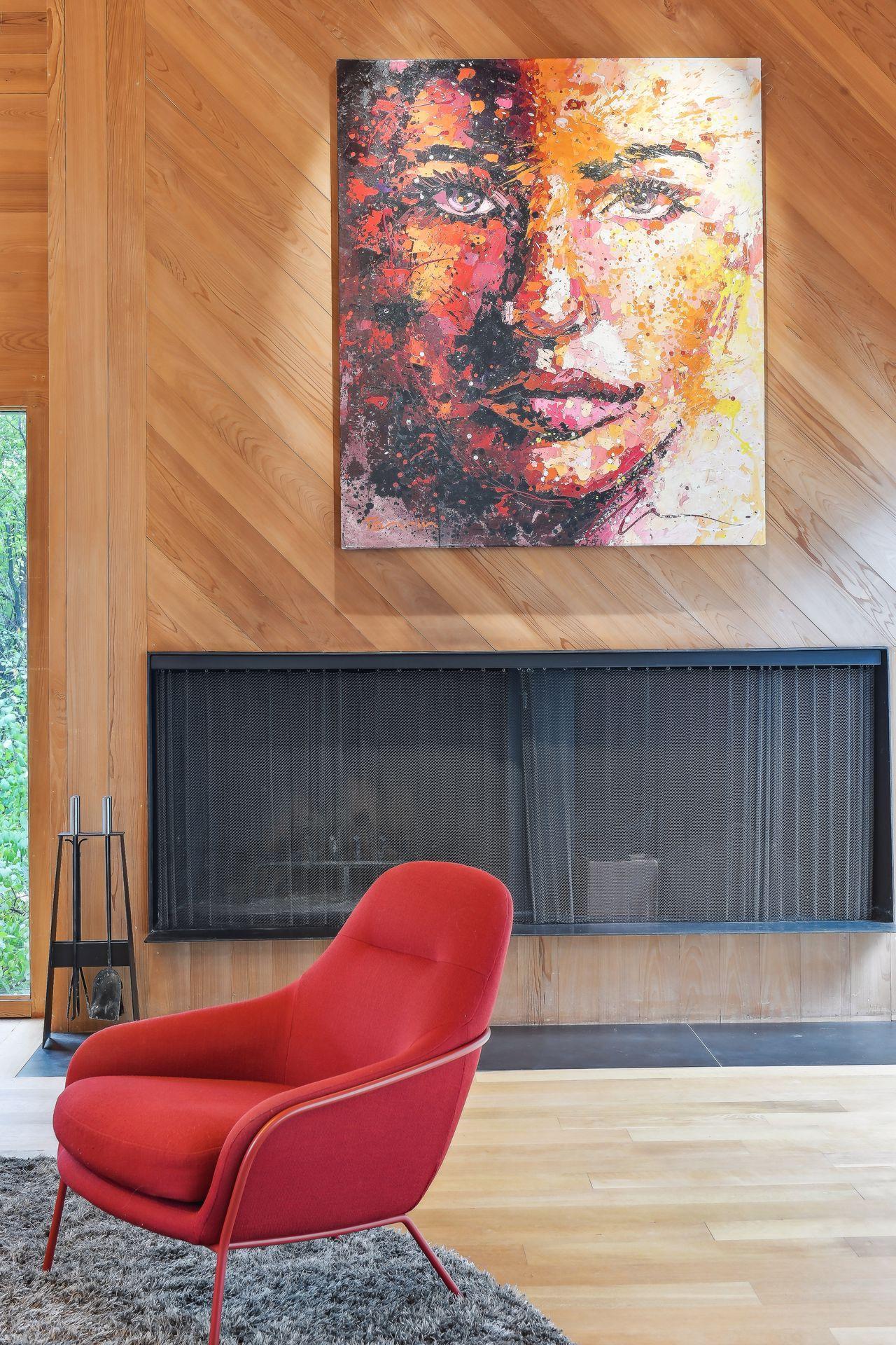Gorgeous electric fireplace with new Solid Hardwood surround