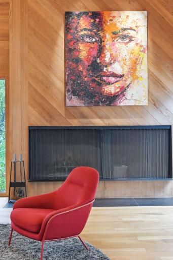 Gorgeous electric fireplace with new Solid Hardwood surround