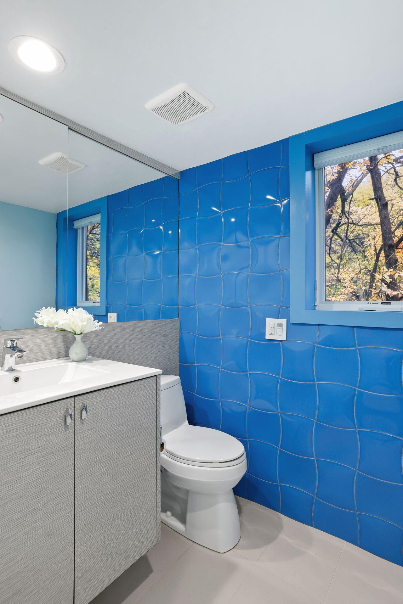 The sea blue tile is stunning