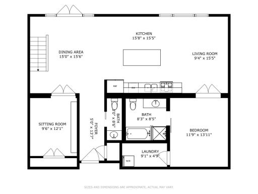 Main Floor - Note diagram does not show the 16 x 07 patio deck on this level with access off the dining area.