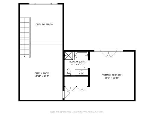 Upper Floor - Note the diagram does not show the 24 x 15 terrace located off the primary bedroom on this level.