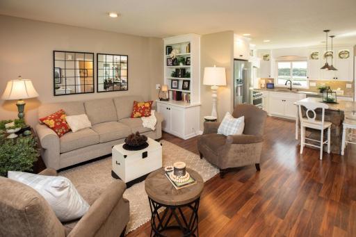The living room is open to the stunning kitchen area.