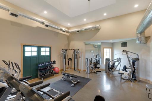 Workout in the exercise room located in the Granary clubhouse which is across the street from the Revelation Townhomes.
