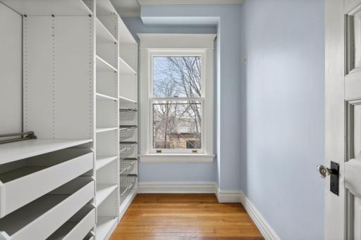 The walk in closet for another expansive bedroom on the second floor was just recently customized. Fabulous!