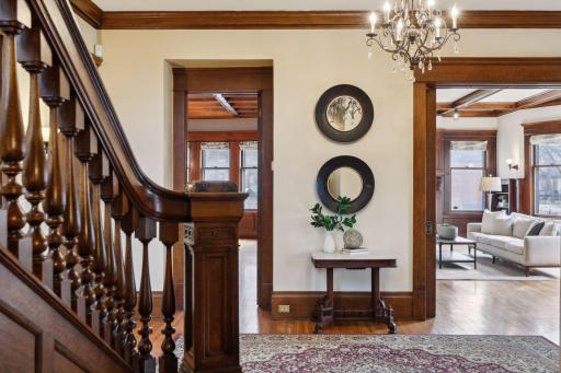 A magnificent staircase winds to the second floor and is simply stunning