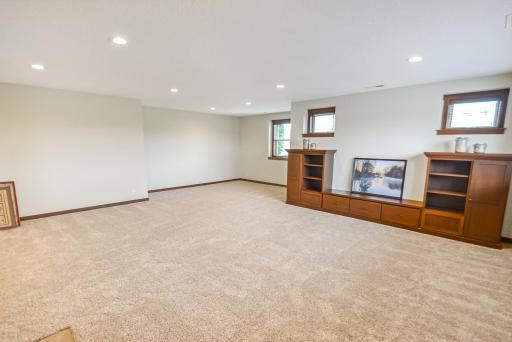 Lower level family/great room with built-ins.