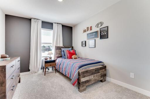 Generous sized bedrooms with all 4 bedrooms on upper level. (Model photo, colors may vary.)